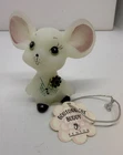 FENTON GREEN MOUSE BOITONNIERE BUDDY ML VERBOSKY GLASS FIGURINE