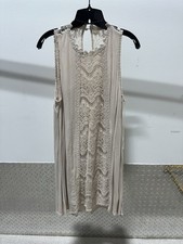 (S) Andrée by Unit Beige Lace Crochet Sleeveless Dress  Boho Keyhole Back (USED)