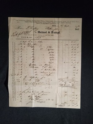 Rechnung - Minden - Hahnel & Kumpf - 25. April  1872