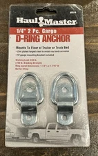 Haul Master 1/4" 2 Pc Cargo D-Ring Anchor • Working Load 233 LBS. • 60319