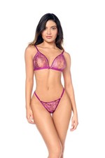 Mapale Jewel-Tone Lace Adjustable Top and Matching Panty Set Lingerie Set