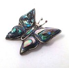 Vtg Lot of 2: Alpaca Silver Abalone Shell Butterfly Brooch Pin & Small Pendant — photo 4