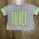 Justice Girls T Shirt FIERCE Sequin Flip Pink/Green Gray Crop Tee Dance 14-16 — photo 1