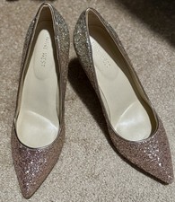 Nine West Gold and Pink Glitter Dress Heels, Sz 8.5, new