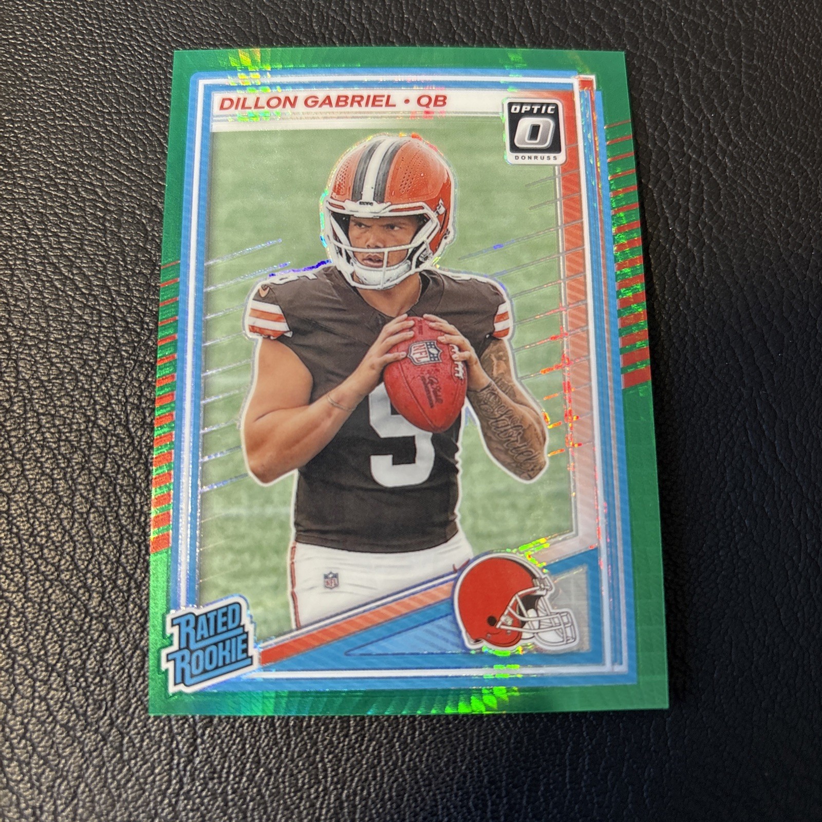 2025 Panini Donruss Optic Dillon Gabriel Rated Rookie Green Hyper Prizm #263 CLE