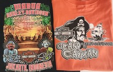 Harley Davidson 2 T-shirt Bundle.  XL. Grand Cayman And Jakarta Indonesia.