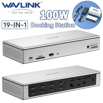 WAVLINK DisplayLink Dockingstation Quad Monitor 5K/4K 19-in-1 4xHDMI 4xDP 2.5G