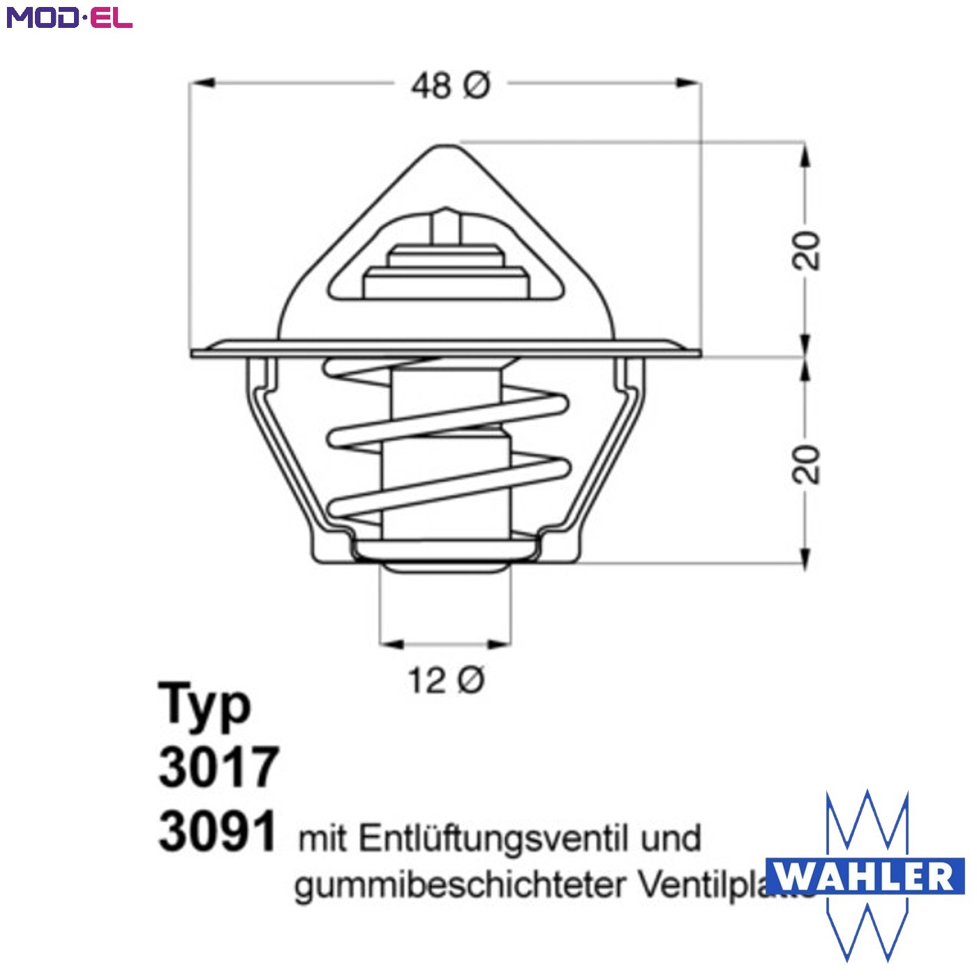 Thermostat two-piece housing 3017.87D2 BorgWarner (Wahler) for DAEWOO CHEVROLET - Image 4