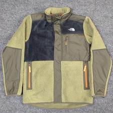 The North Face Boys Large Warm Denali Fleece Jacket Olive Green Grey