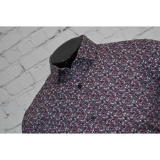 Express Shirt Mens Size Medium Fitted Blue Pink Floral Dress Button Down