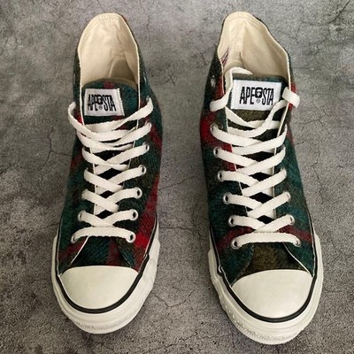 A Bathing Ape BAPE Check Ape Sta Hi Olive Drab 26cm Sneaker Neu Originalverpackt