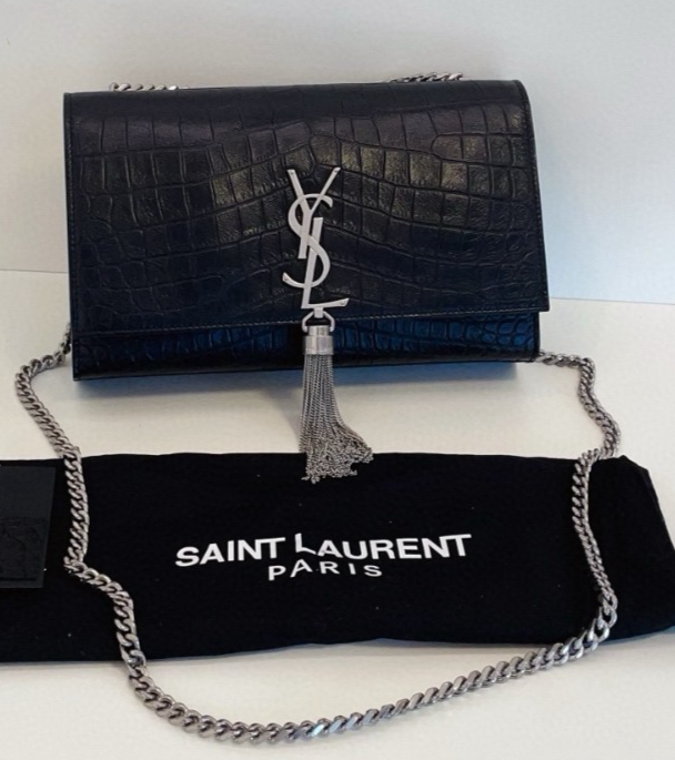 YSL Saint Laurent Kate MM Alligator pattern Chain Shoulder bag