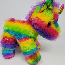 Dan Dee Rainbow Unicorn Stuffed Animal Plush Purple Eyes Shiny Hooves 12"
