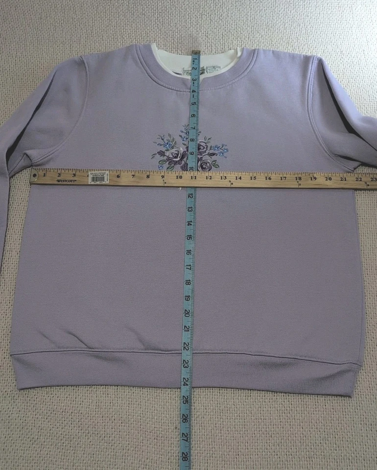 Sudadera vintage Grandmacore para mujer M bordada floral cabaña pastel lila Foto 4 de 4