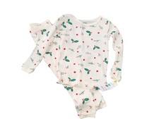 New Carter's Girls 2T Pajamas Waffle Knit Thermal Holiday Winter Holly Berry