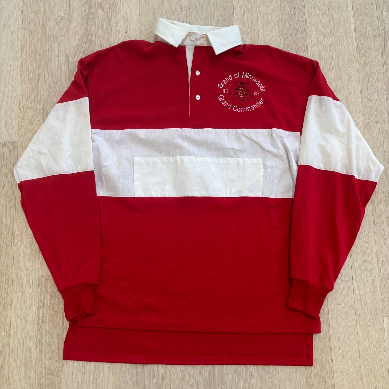 King Louie Rugby Shirt Mens Medium Red White Vintage Minnesota Grand Commander