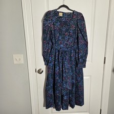 Vintage Laura Ashley Mother And Chils Women's Size 10 Corduroy Floral Midi Dress