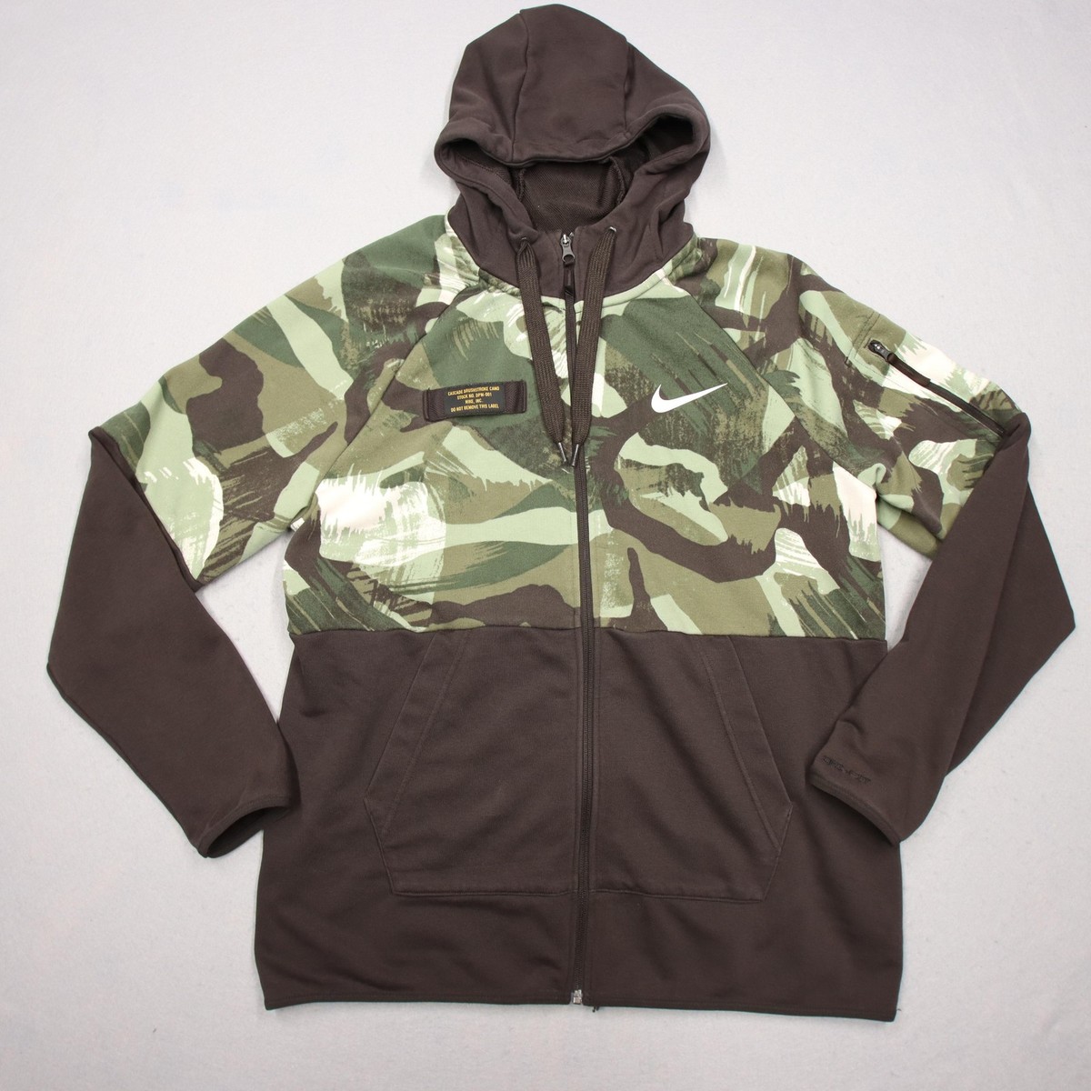 Nike Hoodie Mens Large Dri-FIT Full Zip Cascade Brushstroke Camo Jacket