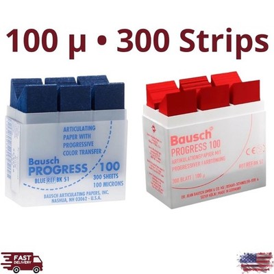 Bausch Progress Dental Articulating Paper Strips 100 Micron 300/Pk Pre-Cut Bite