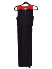 Sweet Storm Dress Womens M Maxi Sleeveless Halter Blue&Orange Broncos Not Sheer