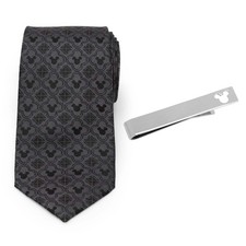 Disney Mickey Mouse Black Necktie and Tie Bar Gift Set
