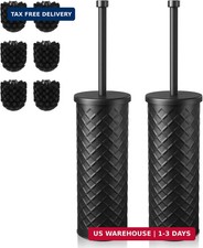 Toilet Bowl Brush and Holder Set 2 Pack with 4 Extra Brush Heads Black Extra