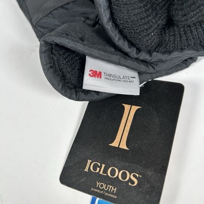 Igloos Youth Size M/L Black Waterproof 3M Thinsulate Winter Snow Gloves