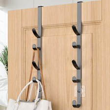 Over The Door Hooks, Metal Hooks for Hanging, 2 Pack, Black