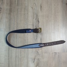 VINEYARD VINES BLUE WHALE Boys Blue  White Canvas Brown Leather Belt Size 26