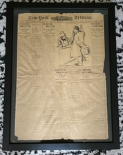 Antique 1911 New-York Tribune Front Page September 7 Framed Original w/ COA