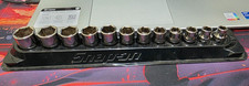 Snap On 12 Piece Metric Shallow Socket Set 8-19mm 3/8 With PAKTY231 Mag Tray