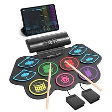 9 Pad Electronic Drum Set, Roll Up Portable Drum Pad Kit with MIDI Bluetooth,