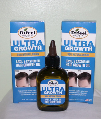 Difeel Ultra Hair Growth Oil Basil + Castor Oil  Unisex 2 Box Lot  2.5 oz ea New