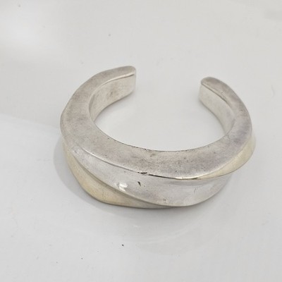 Vintage Designer YAACOV HELLER   925 Silver  Double Wave Cuff  Bracelet  Signed