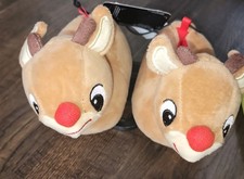 Toddler Sz 1 5 6 7 8 Christmas Rudolph The Red Nose Reindeer Slippers Kids New