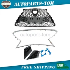 Front Grille W/Chrome Trim+Pair Fog Light Covers New For 2018-2021 Lexus NX300