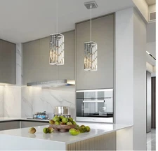 2 Pack Chrome Pendant Lighting, Mini Crystal Chandeliers Fixture For Indoor