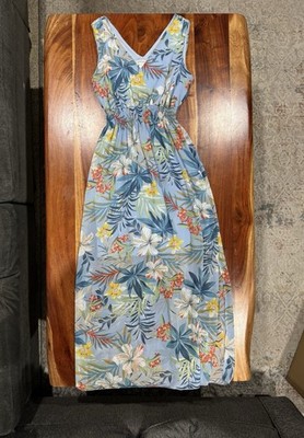 En Focus Studio Floral Maxi Dress V-Neck Sleeveless Blue Multicolor Size 6  | eBay