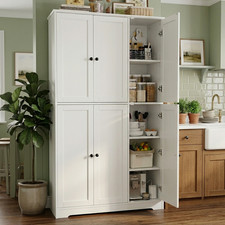 Tall Kitchen Pantry Cupboard 6 Door Storage Cabinet Freestanding Sideboard Unit