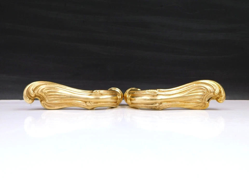 ▨7X7mm ancienne Paire de Poignées Bequilles en Bronze, Style Louis XV, vers 1900 - Photo 2/4