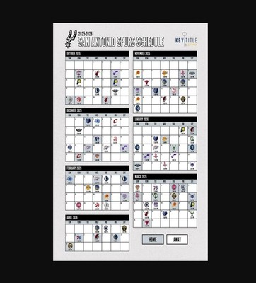 San Antonio Spurs 2025-2026 Full Schedule Poster