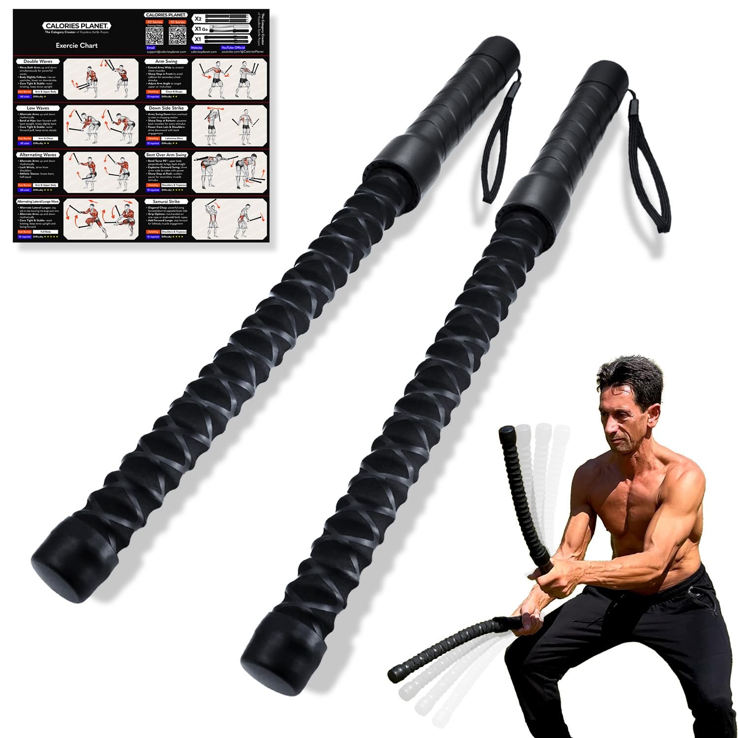 X1 Ropeless Battle Rope for Home Gym, HIIT Workouts, Low-Impact Cardio Training