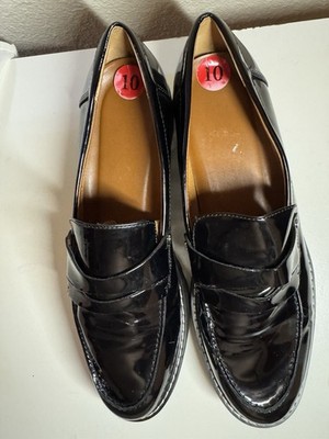 Franco Sarto Black Patent Leather Comfort Loafers Women