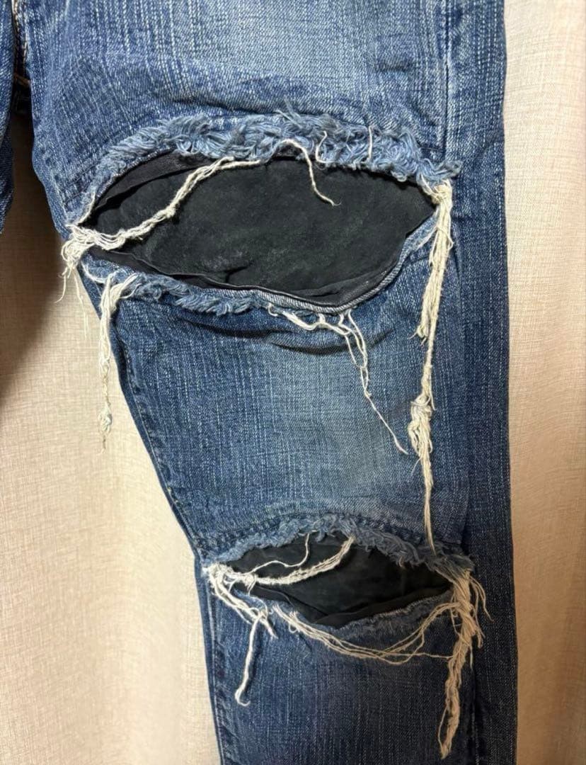 FULLCOUNT Full Count Damage Processed Jeans Denim… - image 5