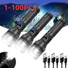 1-100x 990000000 Lumen Super Bright LED Flashlight Rechargeable Tactical Lights
