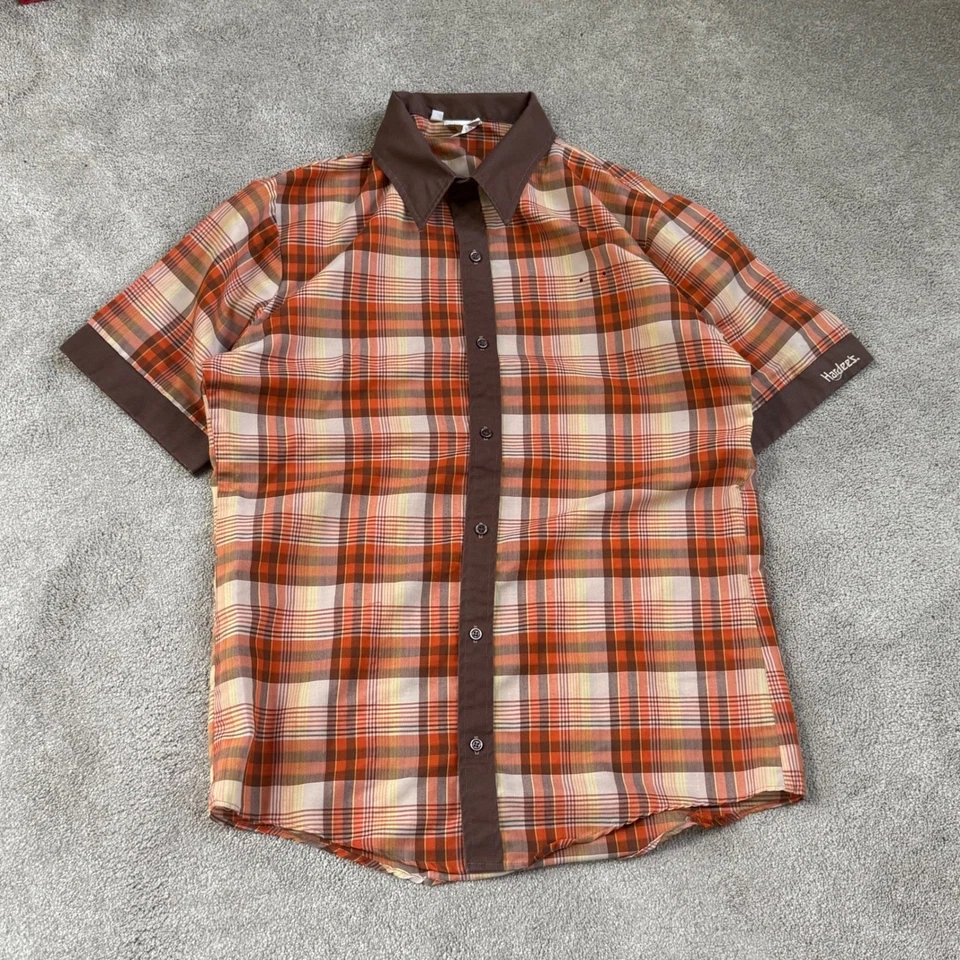 Vintage 70s Hardees Employee Uniform Shirt Plaid Career Images Restaurant Mens M - Image 2 of 4