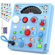 Busy Board Montessori Toys for Toddlers 1 2 3 4 Year Old with 13 LED Lights, ...