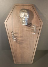 New Pottery Barn Skeleton Coffin Cheeseboard Halloween Charcuterie Goth Silver