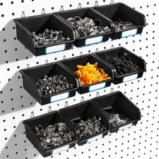 Pegboard Bins with Hooks Set Garage Tool Organizer Storage Cups for Craft Wall