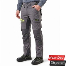 Mens Workwear Trousers New Model Waterproof Polyester Pants Knee Pad Slim Fit UK
